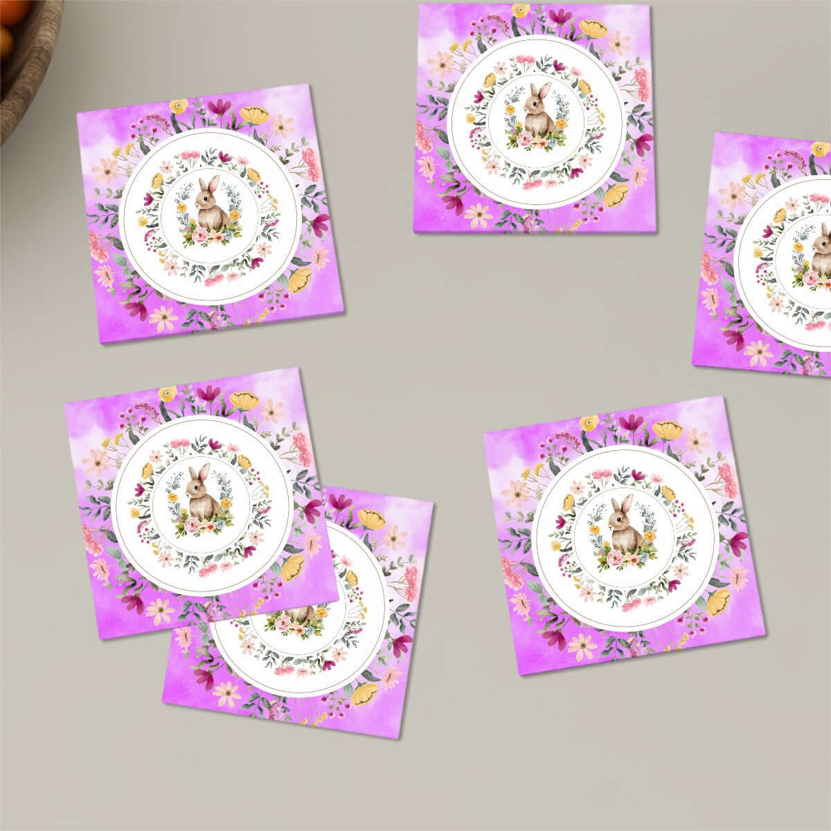 Quadratische Keramikuntersetzer, 6 Stück mit buntem Blumenmuster, UV-Druck, 4x4 Keramikuntersetzer für Tische, umweltfreundlich