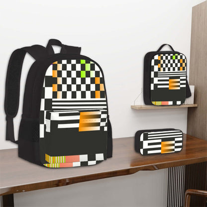 3er-Set Taschen (Oxford-Rucksack, Lunchtasche &amp; Federmäppchen) im modernen Design mit robustem Oxford-Stoff aus Polyester, sublimationsbedruckt