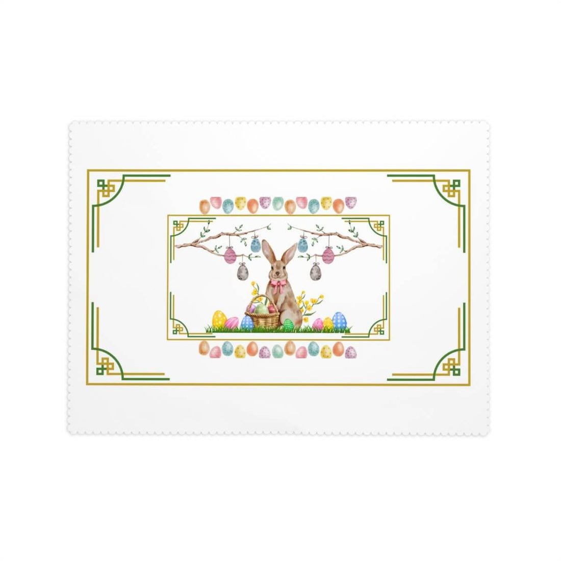 Rechteckige Tischdecke mit Wellenrand Ostermotiv aus 100 % Polyester, einseitiger Druck, 72"x54" Größe, idealer Schutz für Tisch.