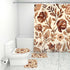 Badezimmerteppich-Set mit Duschvorhang, 4-teilig, Geblümdruck, Polyester, wasserfest, einseitiges Design, langlebig, weich, 72x72 Zoll.