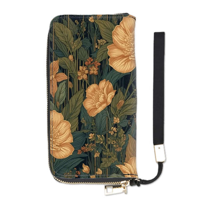 Clutch-Geldbörse für Damen mit floralem Muster, doppelseitig bedruckt, aus hochwertigem PU, UV-Druck, mit Kapazität für Karten und Handy.