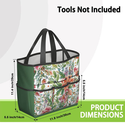 Gartengerätetasche (Werkzeuge nicht enthalten), aus Oxford-Fabric, 11.8x5.5x11.4 Zoll, blumiges Design, große Kapazität, wasserdicht.