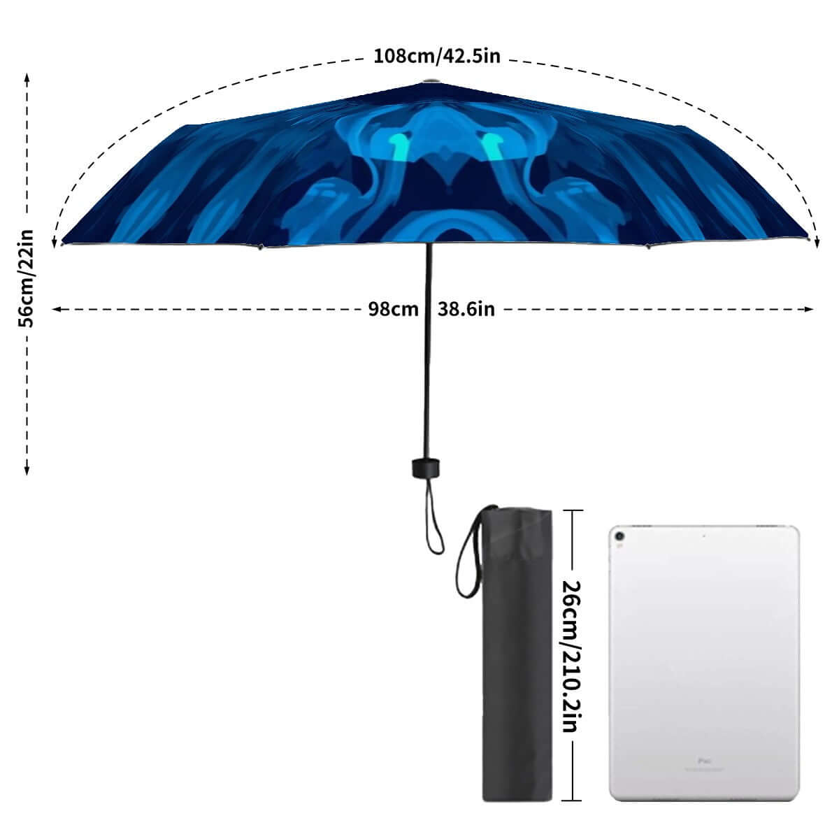 UV-Schutz-Regenschirm mit Vinylbeschichtung, 8-teiliger Stahlschirmrahmen, 108cm geöffnet, kompakt und windfest. Details für UV-Schutz-Regenschirm ansehen.