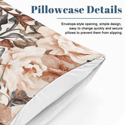Komplettes Bettwäscheset Kissenbezug mit Blumenmuster und Umschlagöffnung, einfach zu wechseln, verhindert Rutschen, 90GSM Polyester.