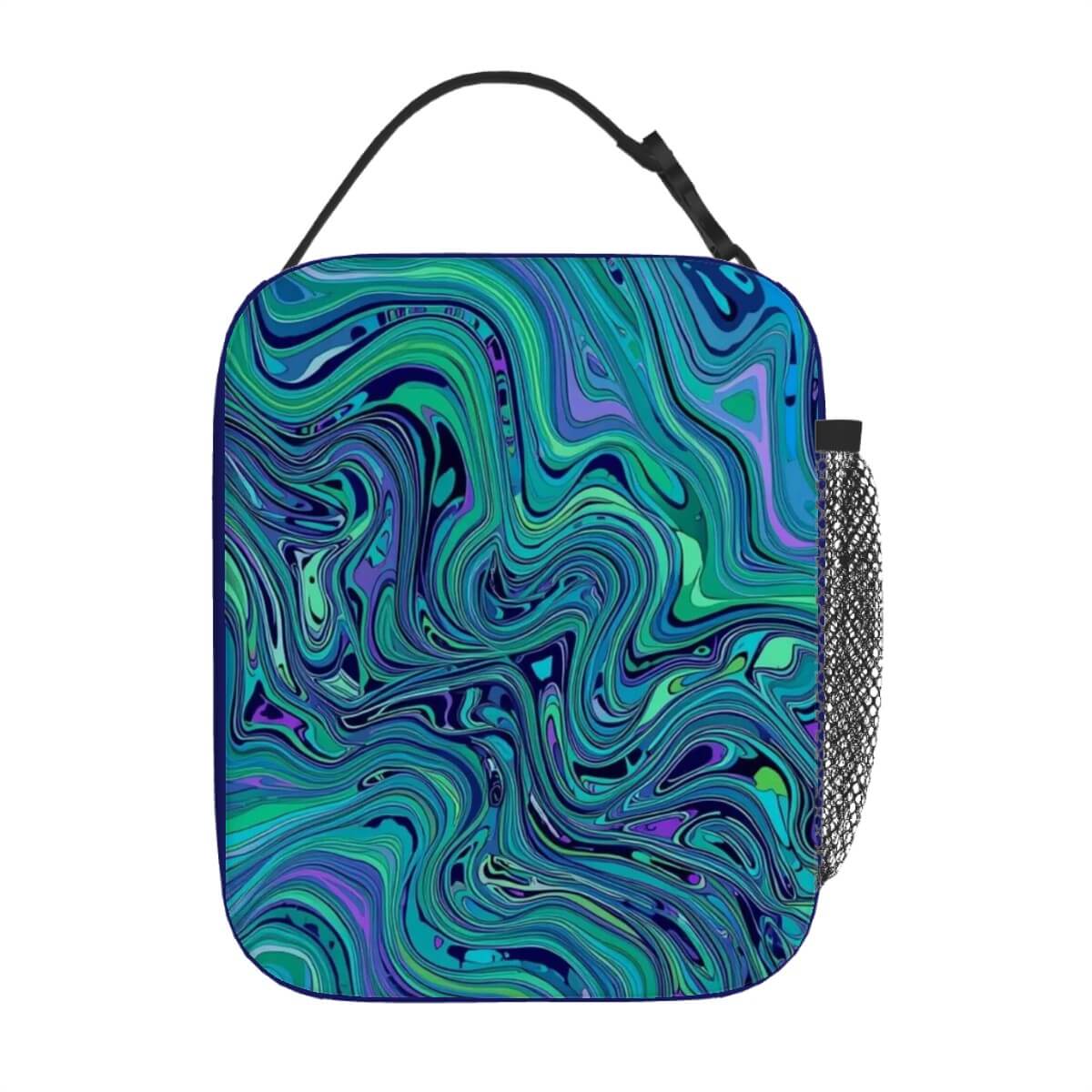 Lunchtasche mit schönes Design aus Oxford-Stoff mit buntem Muster, ideal für den Alltag. Integrierte PEVA-Beschichtung für Frische.