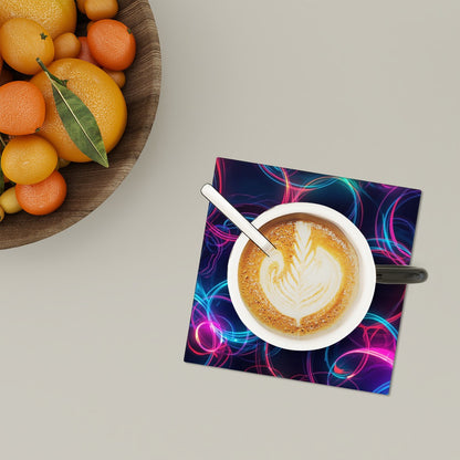 Quadratische Keramikuntersetzer mit abstraktem Design und Kaffeeschale, dekorativ und funktional, 6 Stück Set