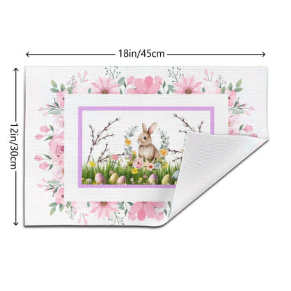 Tischset aus gewebtem PVC mit Einseitigem Design, 18"x12", Hitze- und Kratzfest, Motiv mit Blumen und Hase, Details für Tischset aus gewebtem PVC ansehen