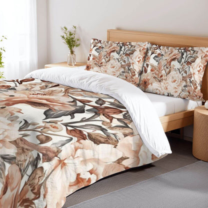 Komplettes Bettwäscheset mit floralen Mustern, Bettbezug 80x90 Zoll, Kissenbezüge 30x20 Zoll, 90GSM atmungsaktiver Polyester, Sublimationsdruck.