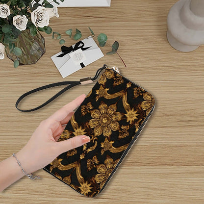 Clutch-Geldbörse für Damen mit floralem Muster aus hochwertigem PU, doppelseitiger UV-Druck, große Kapazität und mehrere Kartenschlitze.