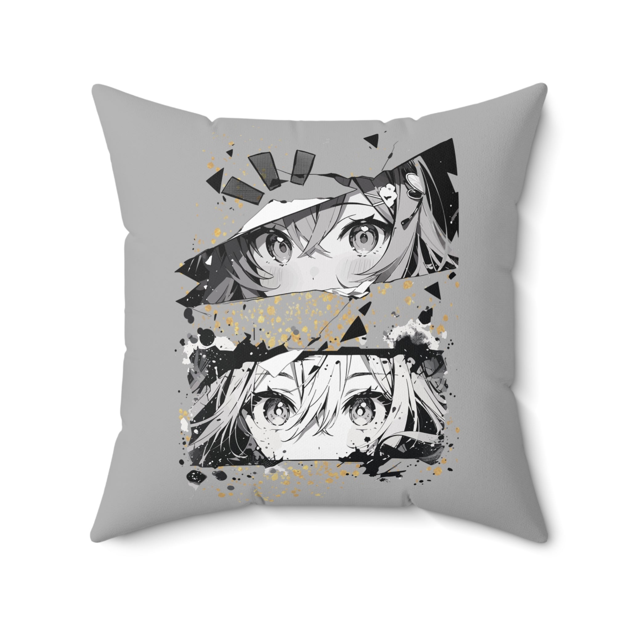 Anime- und Manga Kissen aus gesponnenem Polyester grau