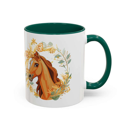 Kaffeetasse mit Pferdemotiv und Blumenmuster