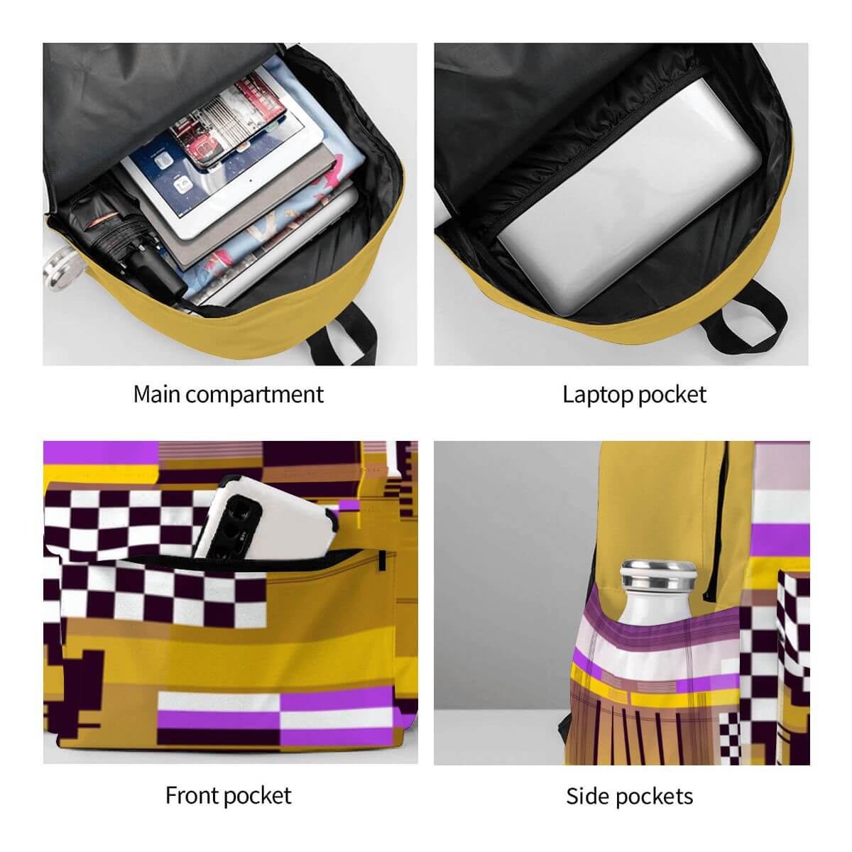 Geräumiger Oxford-Rucksack mit Laptopfach und Seitentaschen, ideal für Schule und Reisen, mit stylischem einseitigen Sublimationsdruck.