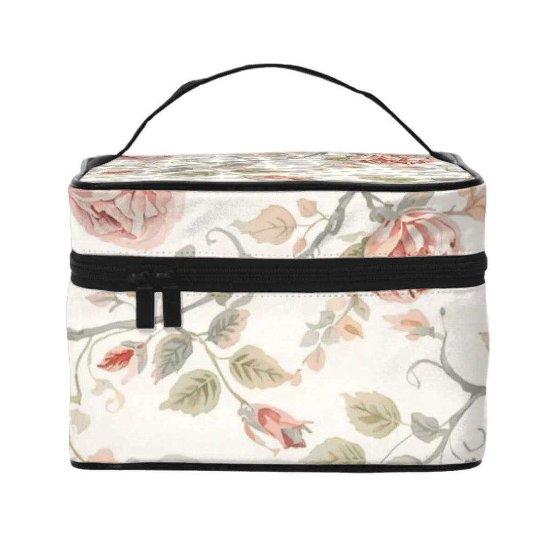 Tragbare Reise-Kosmetiktasche mit Blumenmuster, Polyester, große Kapazität, doppelseitiger Druck, eleganter Reißverschluss