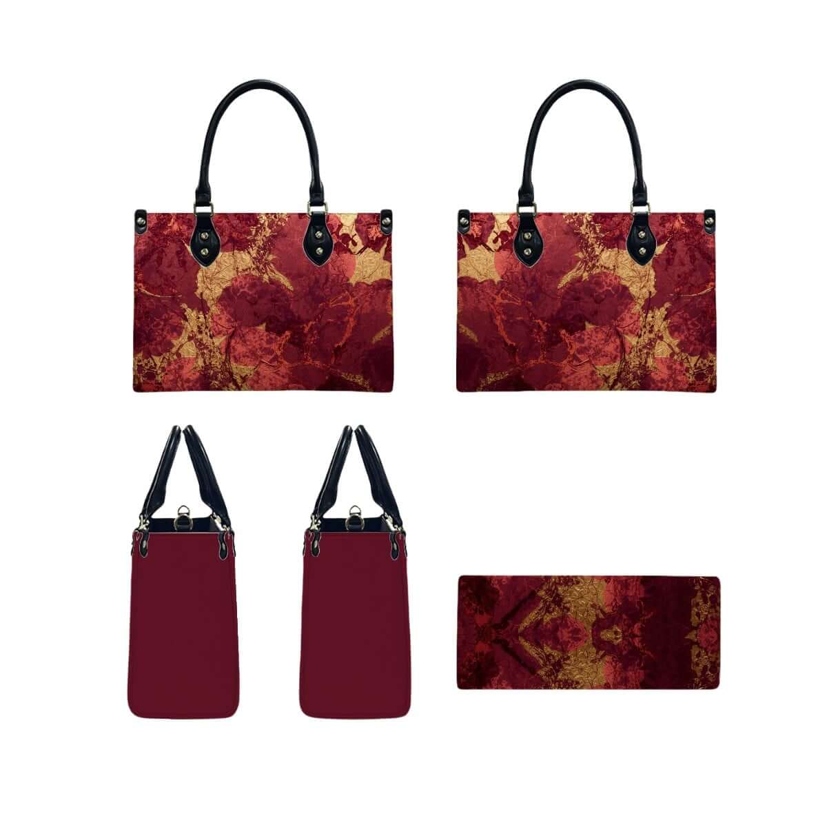 PU Tote Bag for Women with floral pattern and black handles, available in sizes S, M, L. Details für PU-Tragetasche für Damen ansehen.