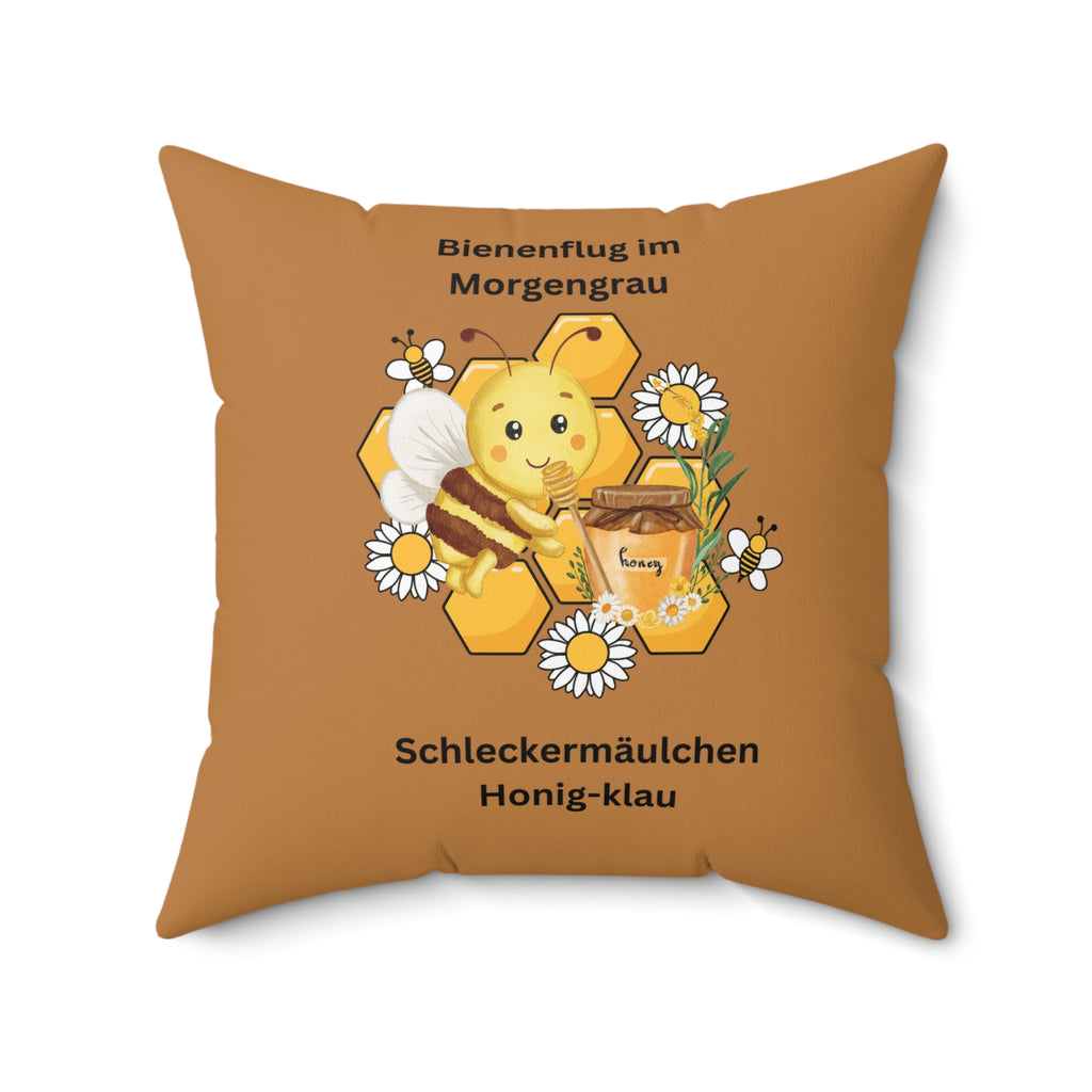 Bienen-inspiriertes Kissen, süßes Bienenkissen in Hellbraun