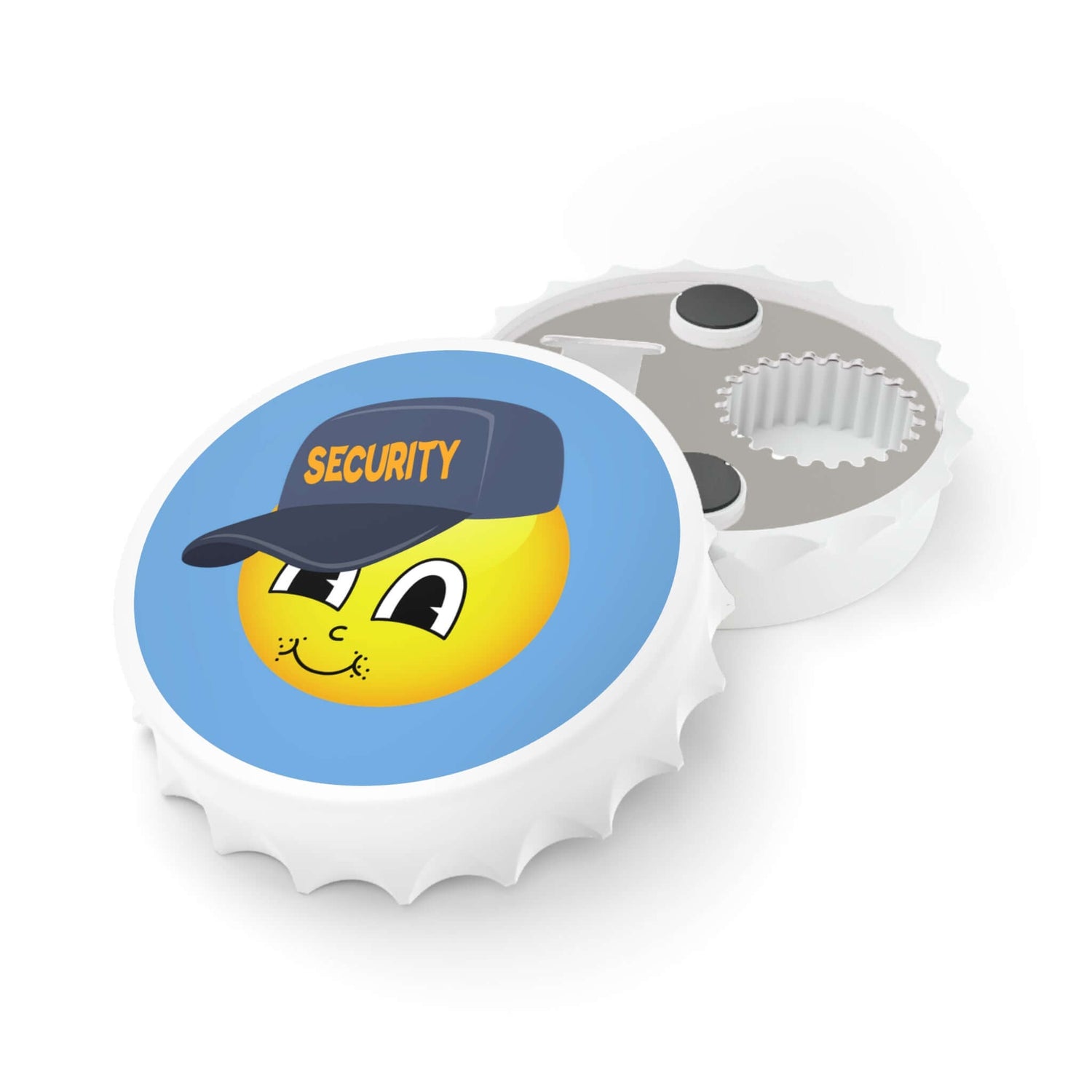 Flaschenöffner mit Sicherheits-Smiley Ein Flaschenöffner, der Funktionalität mit einem witzigen Design verbindet. Der Sicherheits-Smiley sorgt für gute Laune und macht ihn zu einem originellen Begleiter im Alltag.  Design: Auffälliger Sicherheits-Smiley –