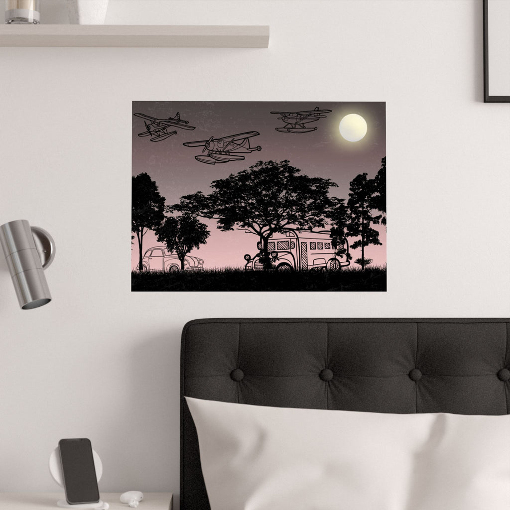Schatten Vintage Flugzeug Wand Kunstdruck Poster über das Bett