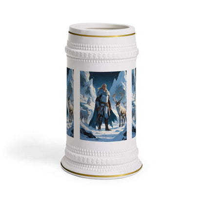 Bierkrug mit nordischem Krieger Ein Bierkrug, der nicht nur praktisch ist, sondern auch mit einem kraftvollen Motiv überzeugt. Das nordische Krieger-Design macht ihn zu einem besonderen Geschenk für Fans von Wikinger- und Fantasy-Themen.  Design: Nordisch