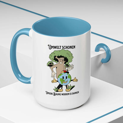 Kaffeetasse Umweltliebhaber Geschenk mit fröhlichem Aufdruck von Baum und Erde, ideales Geschenk für Gartenliebhaber.