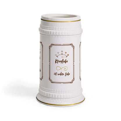 Beer Stein Krug Krug Liebe ist wahre Liebe, 650ml ceramic beer stein with gold rim, ideal for Herren