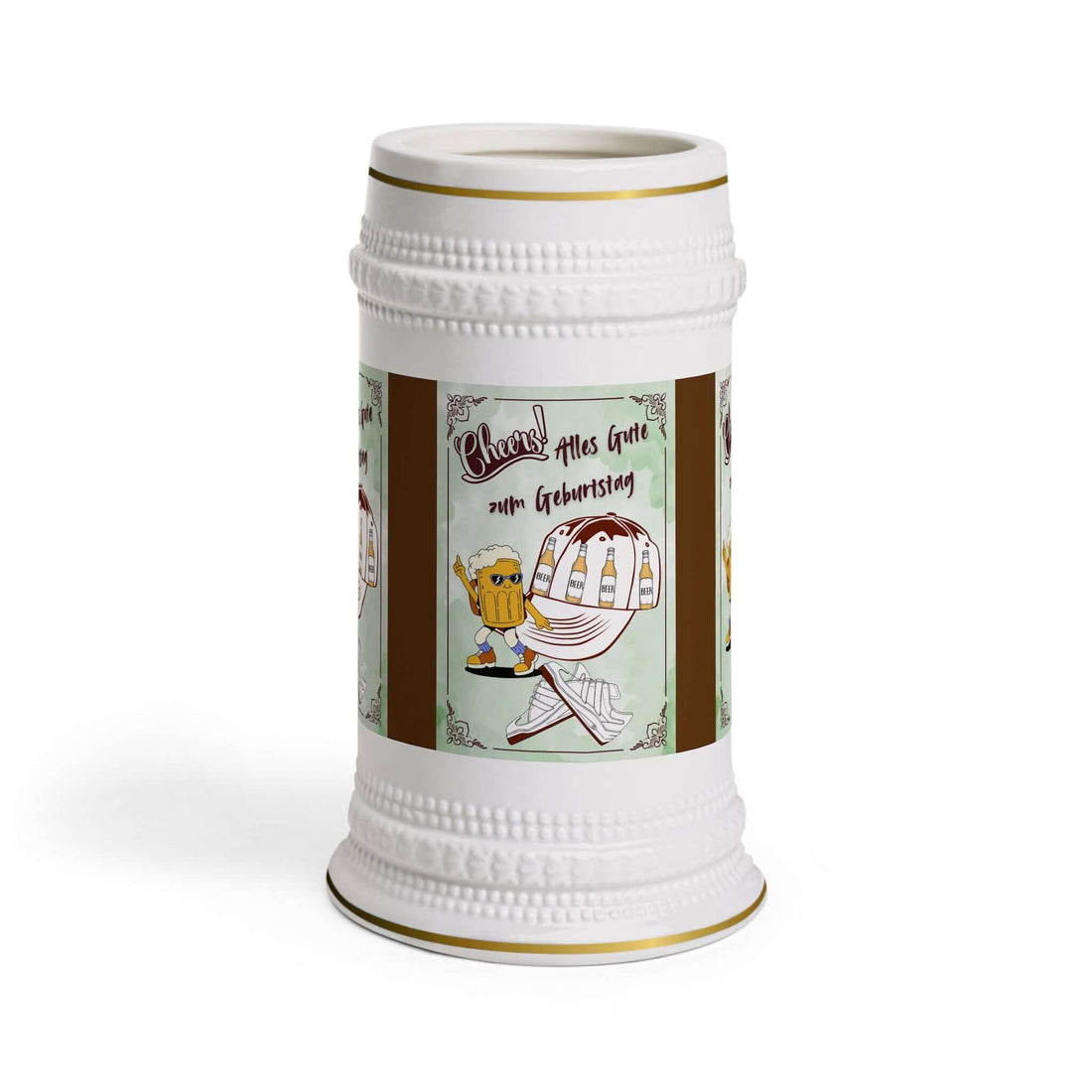 Bierkrug – Deutsches Geburtstagsdesign Ein Bierkrug, der nicht nur praktisch ist, sondern auch mit einem festlichen deutschen Geburtstagsmotiv überzeugt. Perfekt als Geschenk oder für die Feier selbst.  Design: Traditionelles deutsches Geburtstagsmotiv – 