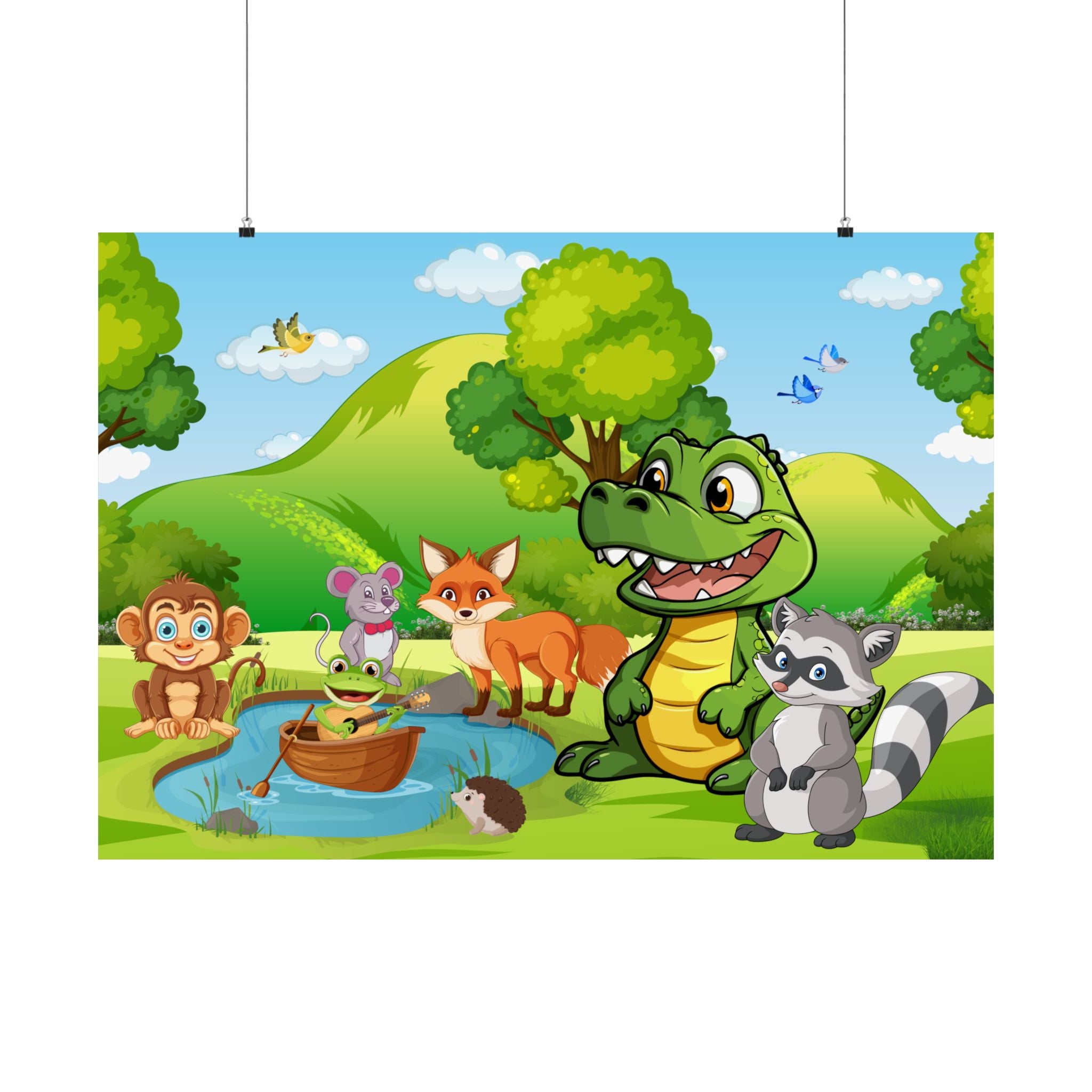 Bunte Tier-Satin-Poster für Kinderzimmer-Dekoration