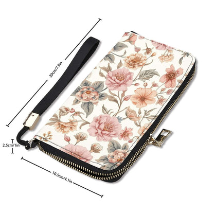 Clutch-Geldbörse für Damen mit floralem Design, PU-Material, Größe 4,1"x7,9", doppelseitiger UV-Druck