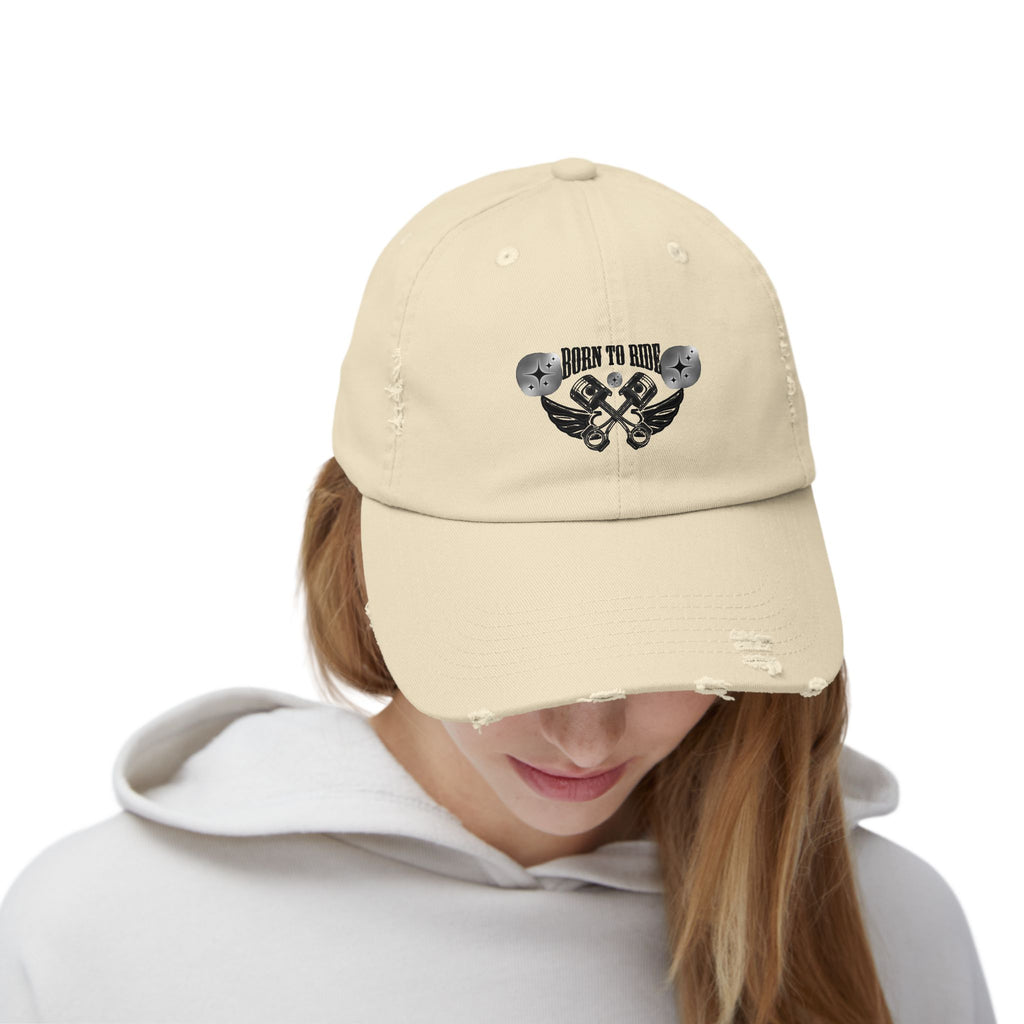 Unisex Distressed Cap  beige  auf den Kopf