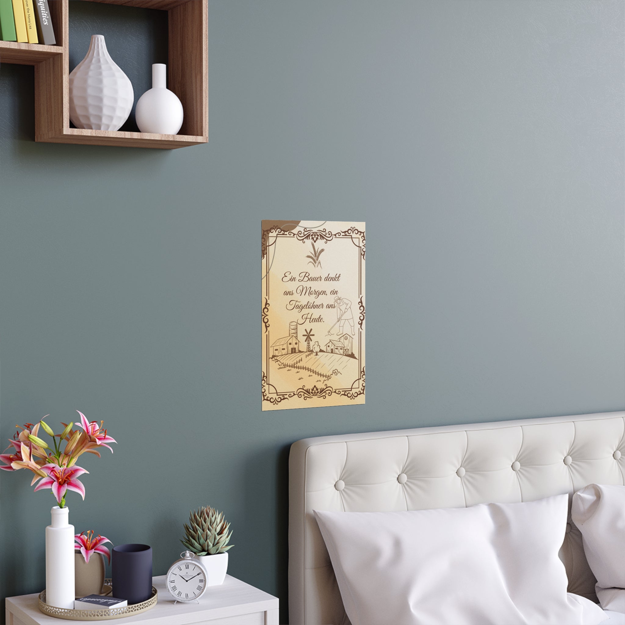 Vintage Bauernhaus Seidenposter, Rustikales Wanddekor an die Wand