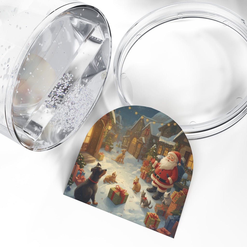 Festliche Schneekugel mit Haustiere