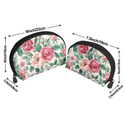 Aufbewahrungsbeutel-Set (2 Stück) im Blumendesign, große und kleine Größe, aus Polyester mit Reißverschluss, bedruckt mit Sublimationstechnik