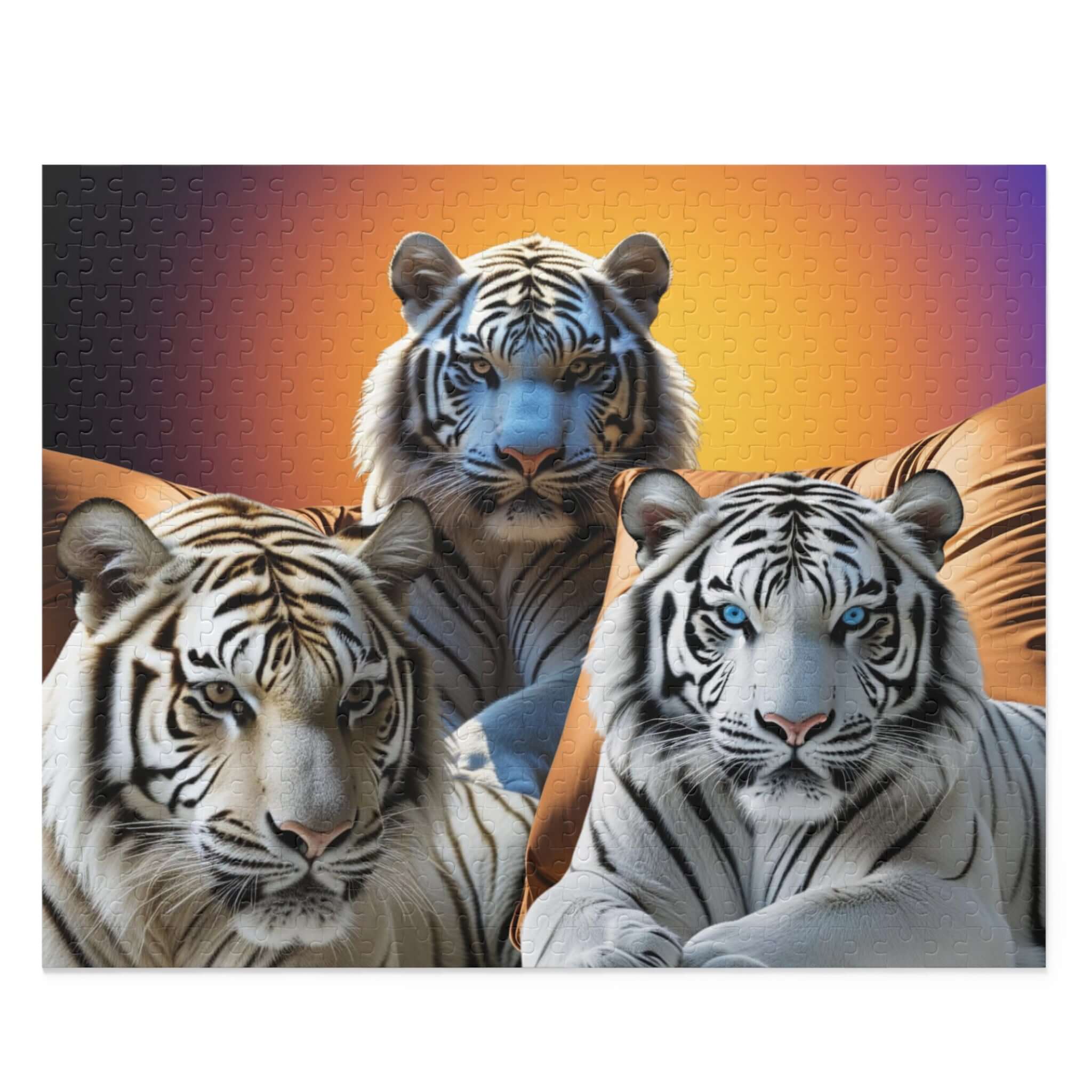 Details für Puzzle Weißer Tiger bei Sonnenuntergang 