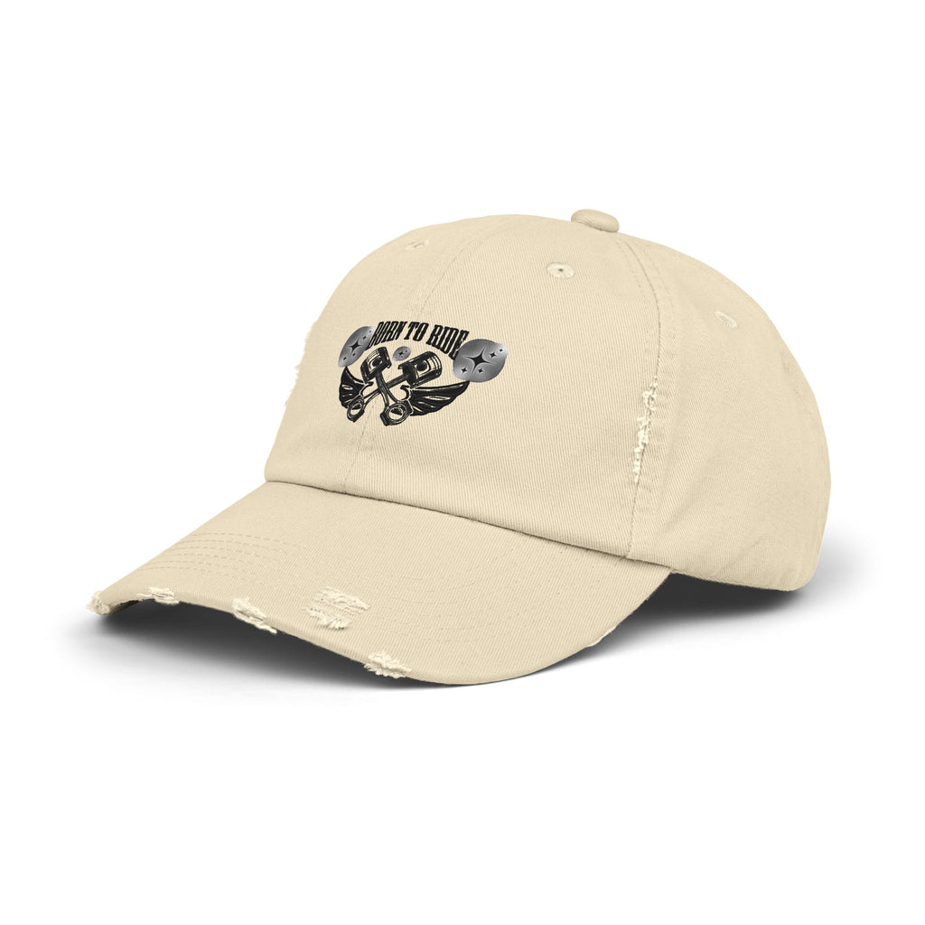 Unisex Distressed Cap  beige Seitenansicht 