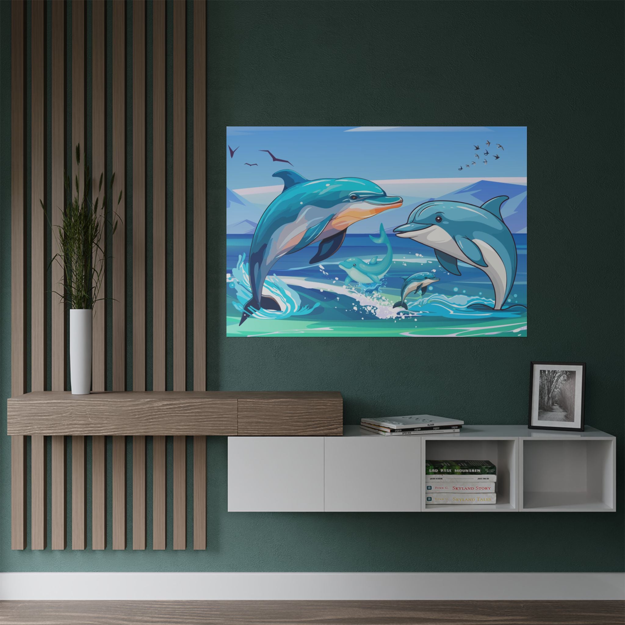 Delfin Kunst Satin Poster, Ozean Dekor, Strandhaus Wandkunst