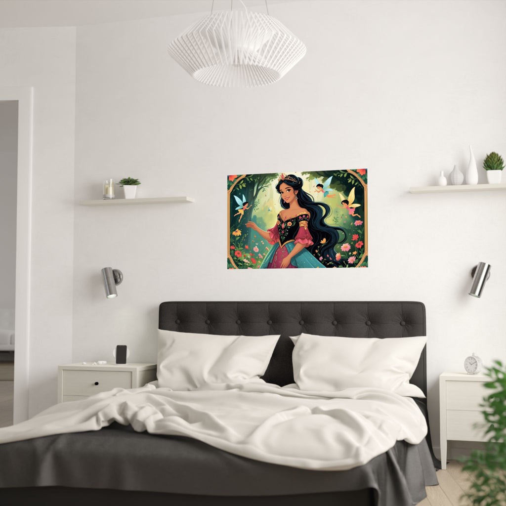 Zauberhaftes Satinposter – Zauberhafte Märchenkunst fürs Kinderzimmer über das Bett