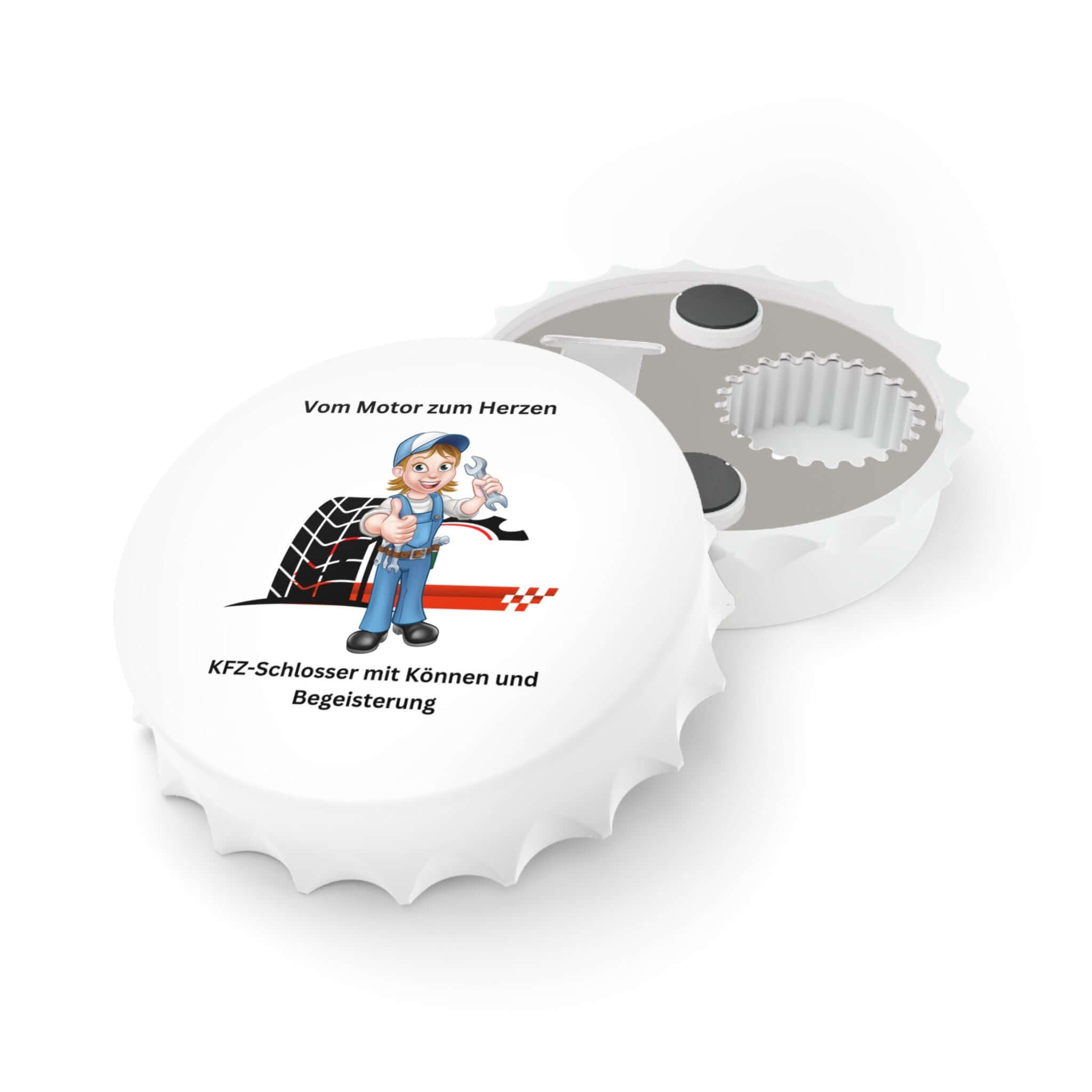 Flaschenöffner – Geschenk für Automechaniker Ein Flaschenöffner, der nicht nur praktisch ist, sondern auch perfekt zum Beruf und Hobby passt. Mit seinem Automechaniker-Design wird er zum originellen Geschenk für alle Schrauber und Werkstatt-Fans.  Design: