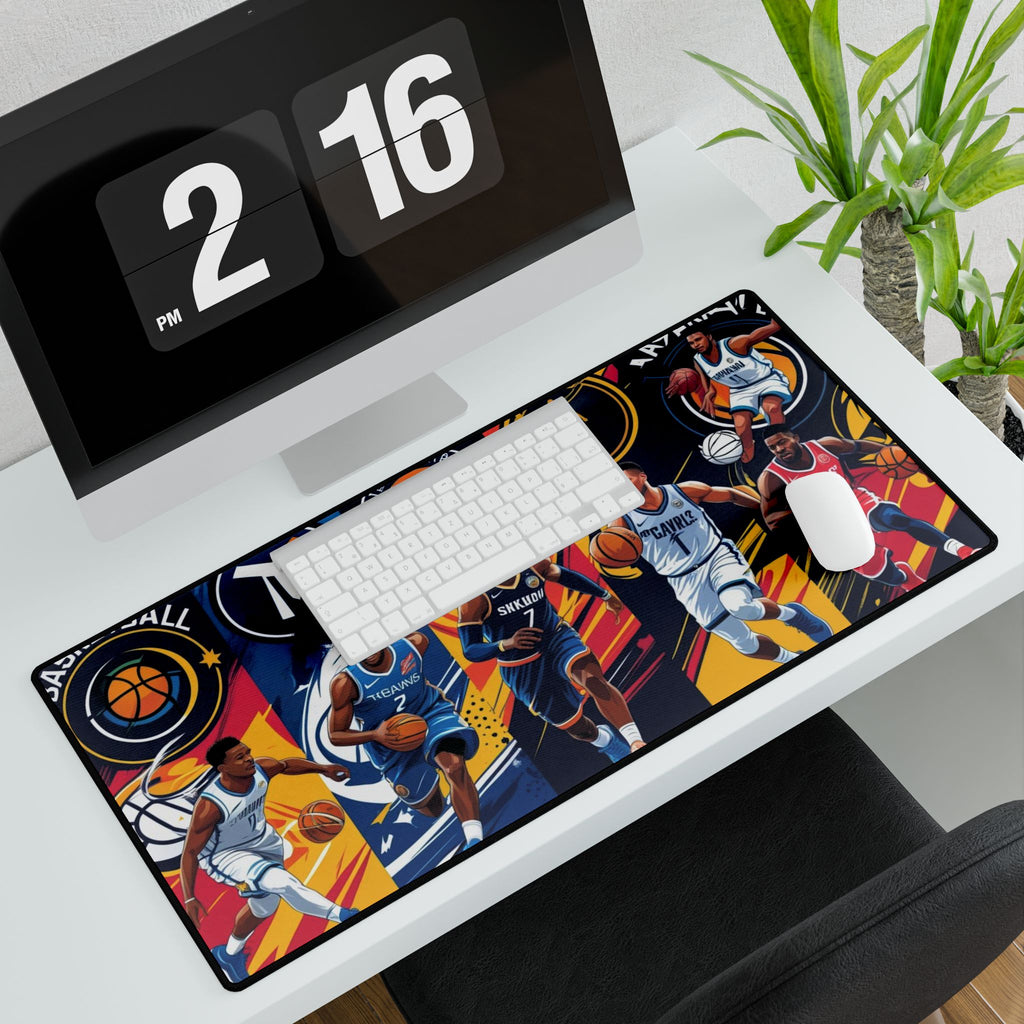Schreibtischunterlagen mit Basketball-Motiven für Sportliebhaber auf dem Tisch