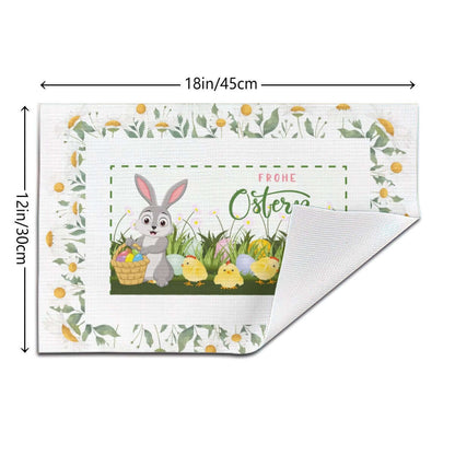 Tischset aus gewebtem PVC mit Osterhasen-Design, aus 70% PVC und 30% Polyester, hitzebeständig und rutschfest, 18x12 Zoll