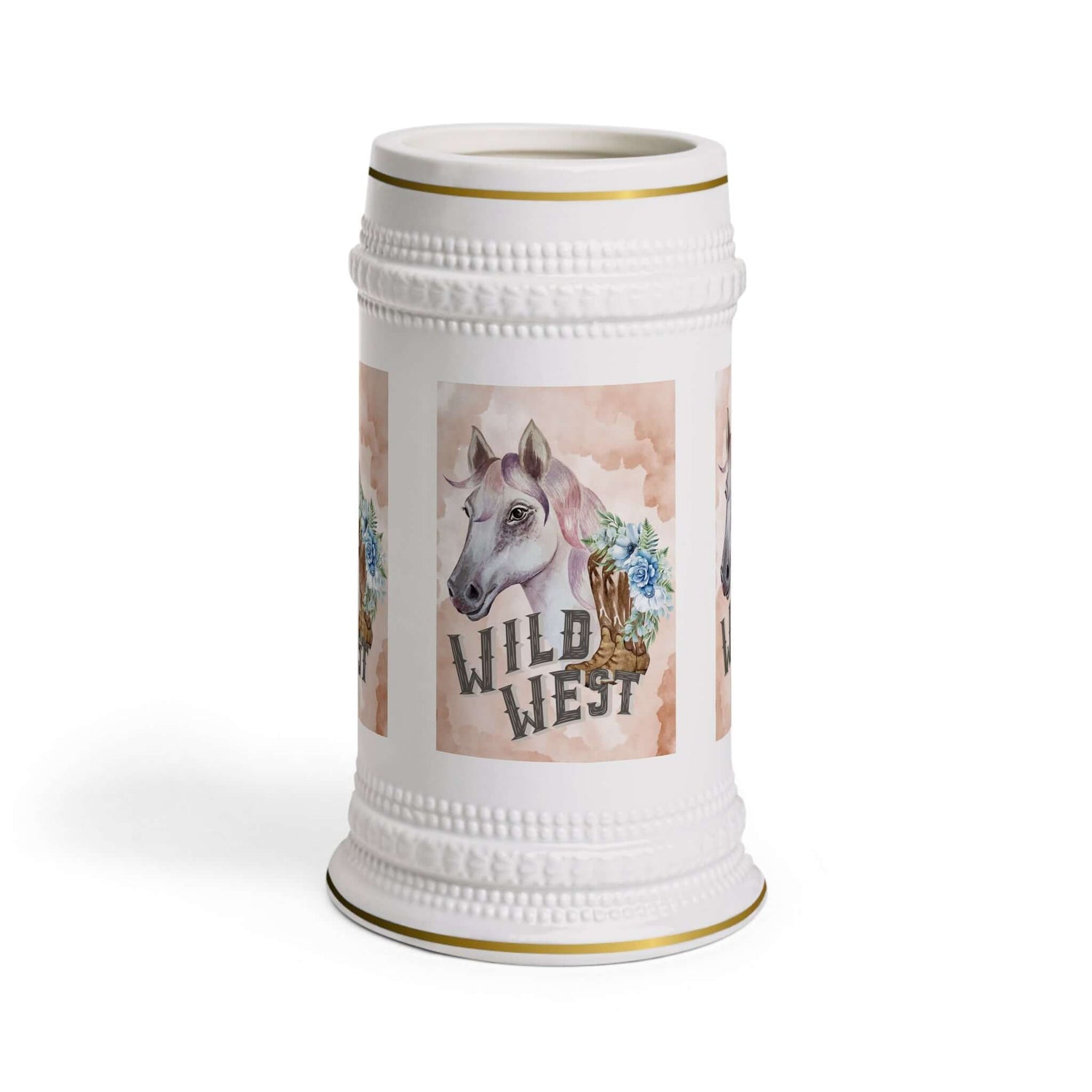 Bierkrug mit Pferdemotiv Ein Bierkrug, der nicht nur praktisch ist, sondern auch mit einem eleganten Pferdemotiv begeistert. Perfekt für Reitsport-Fans, Pferdeliebhaber oder als originelles Geschenk.  Design: Stilvolles Pferdemotiv – dynamisch, edel und a