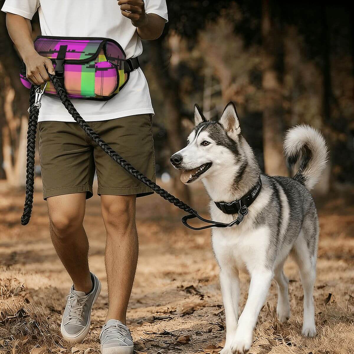 Gürteltasche für das Outdoor-Training von Haustieren, verwendet beim Spaziergang mit einem Hund im Freien.