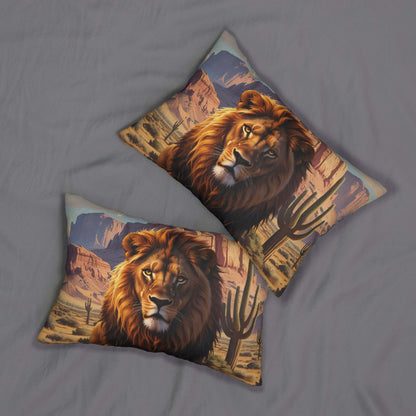 Details für Lendenkissen mit Löwen-Wüstenmotiv 