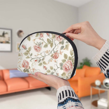 Person hält Aufbewahrungsbeutel-Set (2 Stück) aus Polyester mit Blumendruck, große Größe 9x3,5x6 Zoll, sublimierter einseitiger Druck