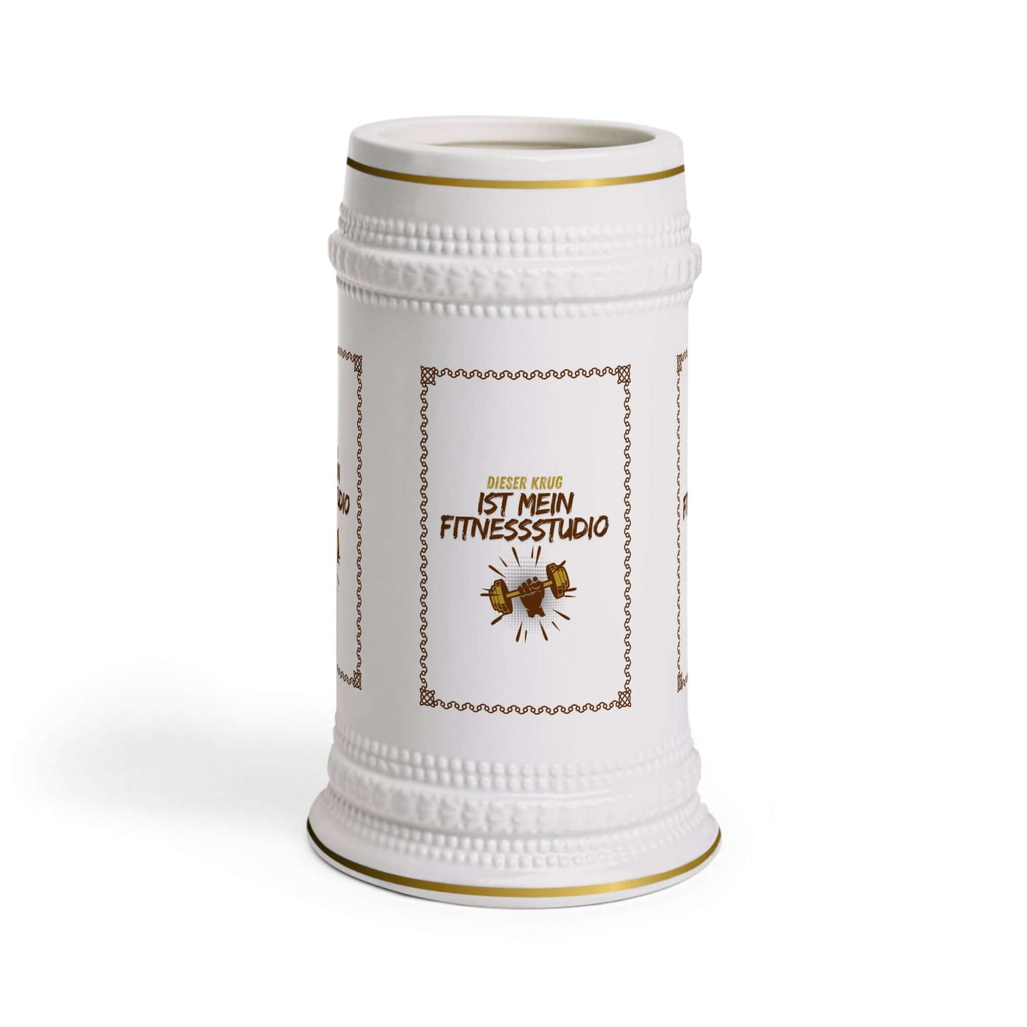 Bierkrug – „Mein Fitnessstudio“ Manche gehen ins Fitnessstudio, andere heben lieber den Krug. Dieser Bierkrug bringt den Spaß auf den Punkt:  Humorvoller Spruch: „Mein Fitnessstudio – hier trainiere ich mit jedem Schluck!“  Robust &amp; alltagstauglich: Solid