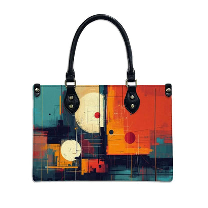 PU Tote Bag for Women with abstract design, UV printed, high-quality black handles, ideal for fashionable outings. Details für PU-Tragetasche für Damen ansehen.