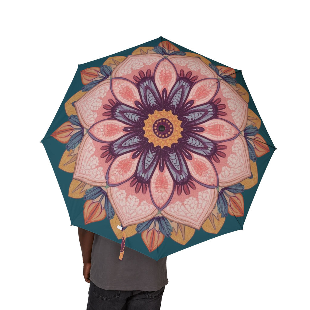 Regenschirm in Grün mit Blumenmuster
