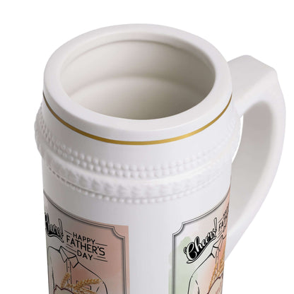 Bierkrug zum Vatertag – Prost! Ein Bierkrug, der nicht nur praktisch ist, sondern auch eine fröhliche Botschaft vermittelt. Mit dem Spruch „Prost!“ und dem Bezug zum Vatertag wird er zum perfekten Geschenk für Väter, die gerne ein kühles Bier genießen.  D