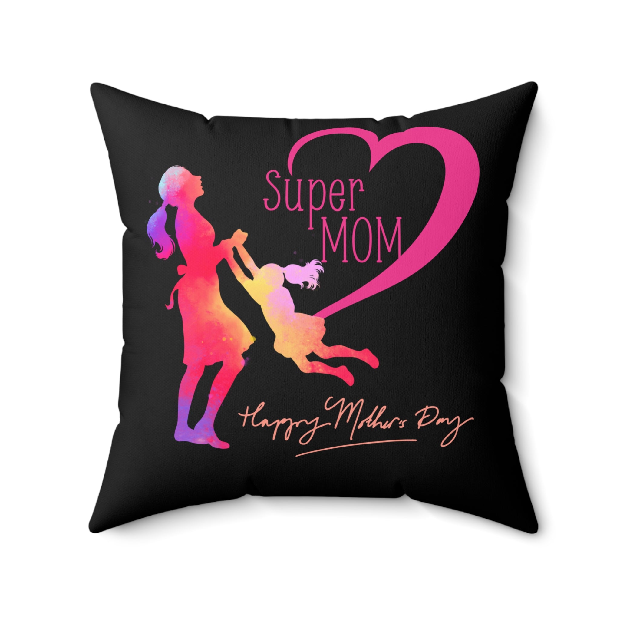 Super Mom Dekorkissen, Geschenk für Mama Schwarz