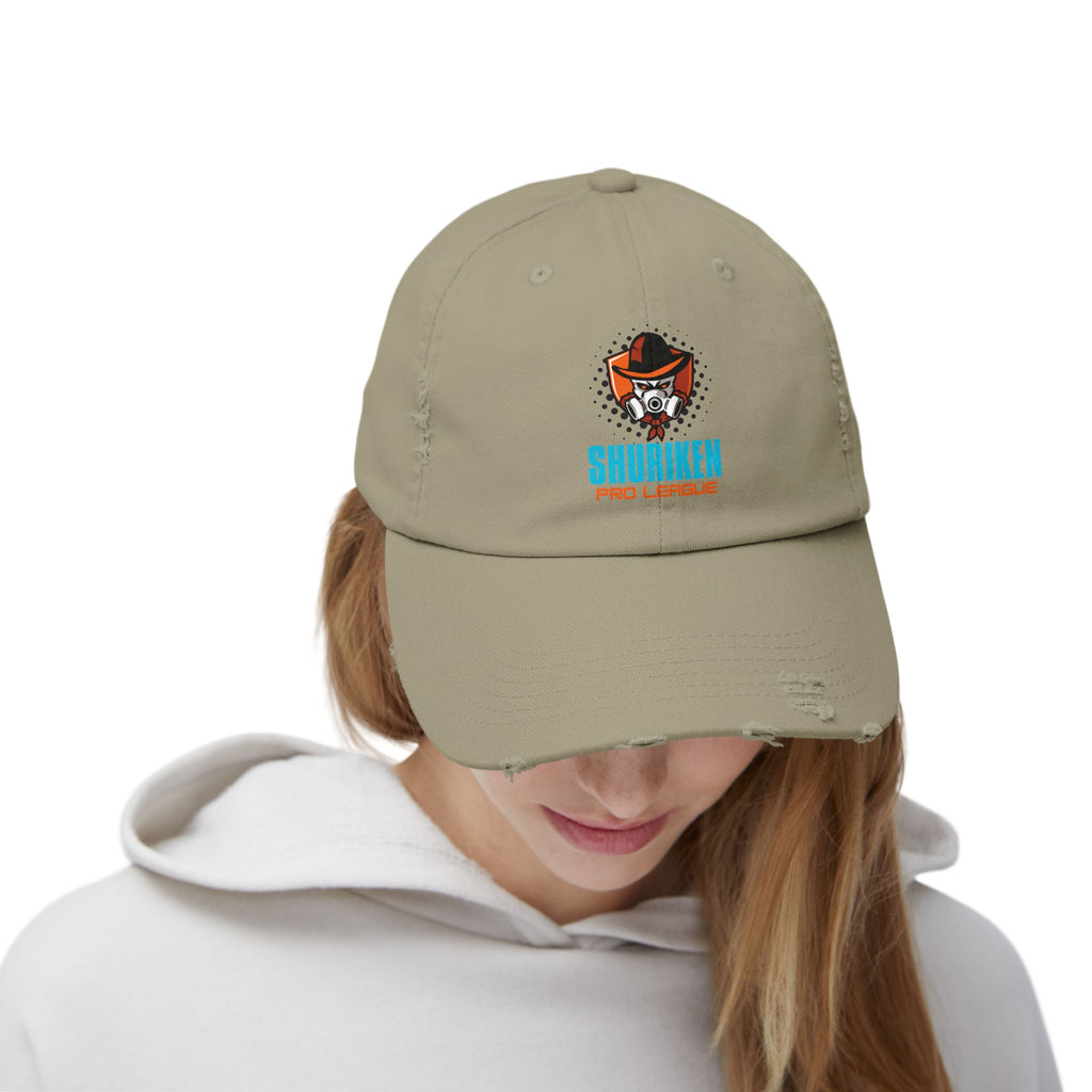 Unisex Distressed Cap Olive auf den Kopf
