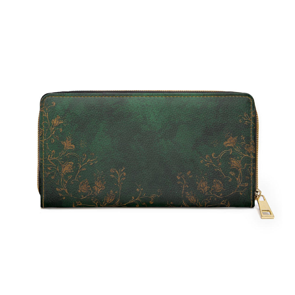 Elegantes Portemonnaie mit floralem Reißverschluss, Damen Portemonnaie