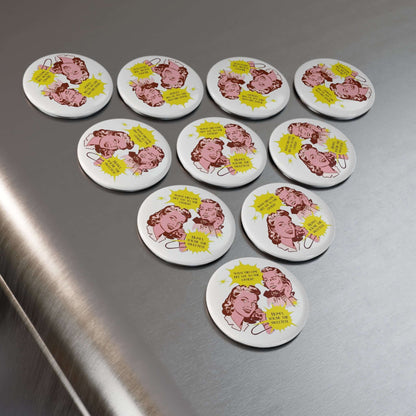 Details für Runder Knopfmagnet mit ein Comic Design 